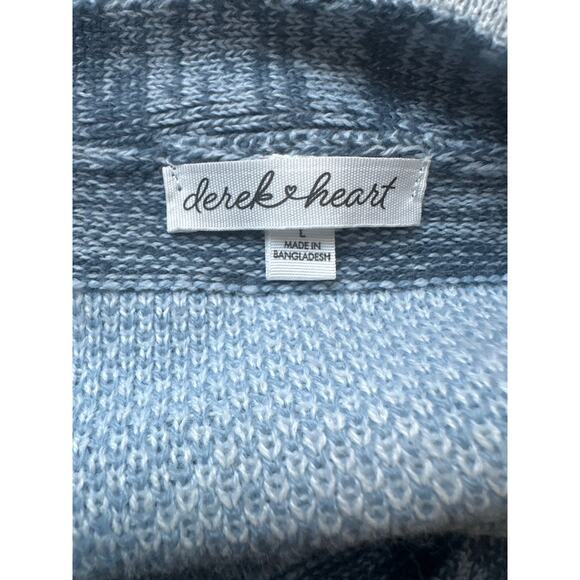 Derek Heart Blue Cropped Cardigan Aztec Print Winter Blues Large - Picture 3 of 4